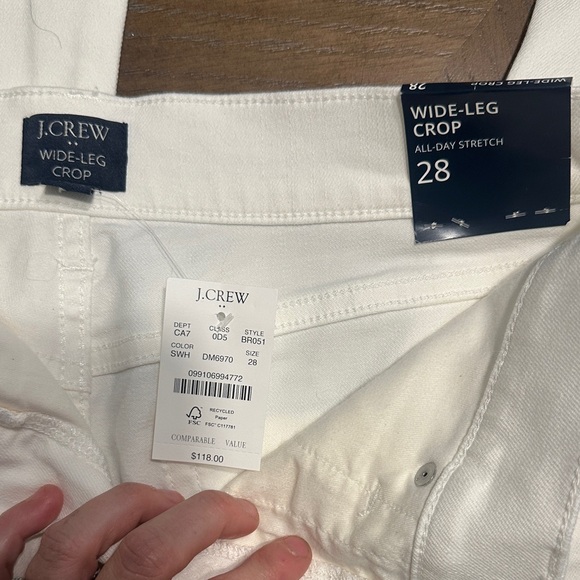 J. Crew White Cropped Wide-Leg Jeans - Picture 2 of 7